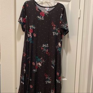 Black Small Floral Short Sleeve Dress